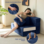 Folding Foam Sofa Bed Tri-Fold Mattress with Pillow