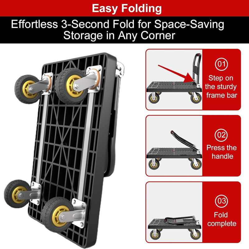 Folding Hand Truck Dolly Cart with Wheels Platform