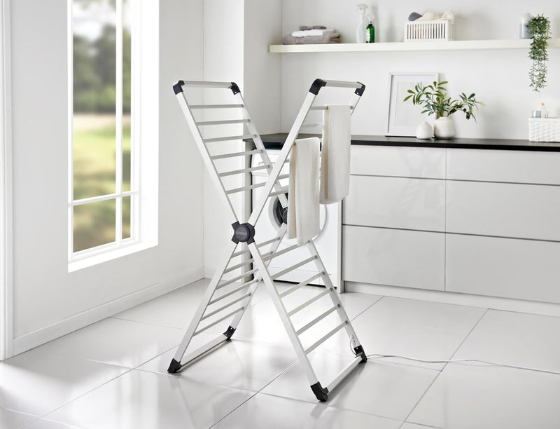 X-Frame Folding Heated Clothes Airer 12.5m Laundry Drying