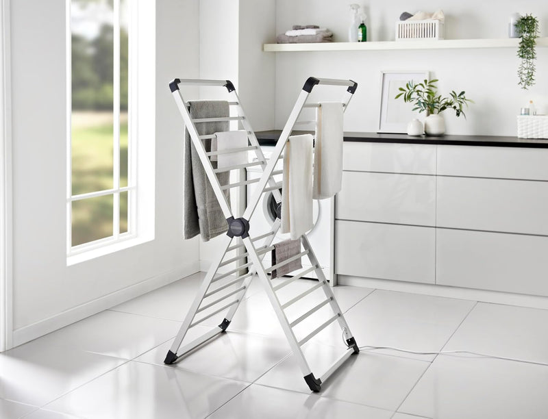 X-Frame Folding Heated Clothes Airer 12.5m Laundry Drying