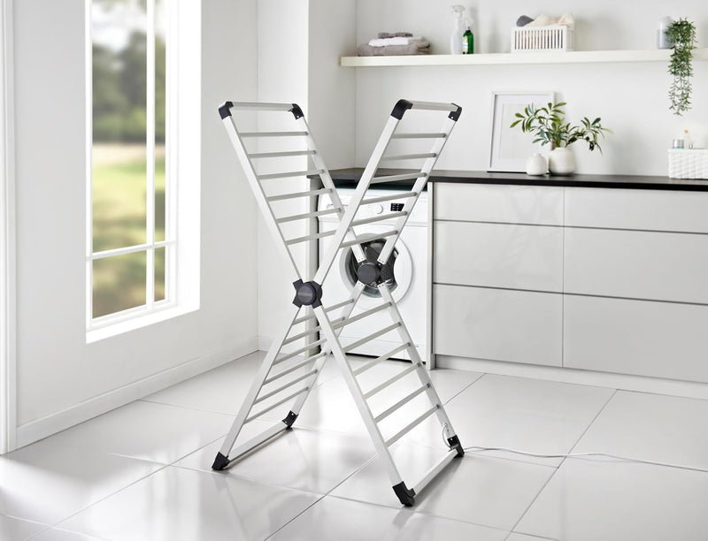 X-Frame Folding Heated Clothes Airer 12.5m Laundry Drying