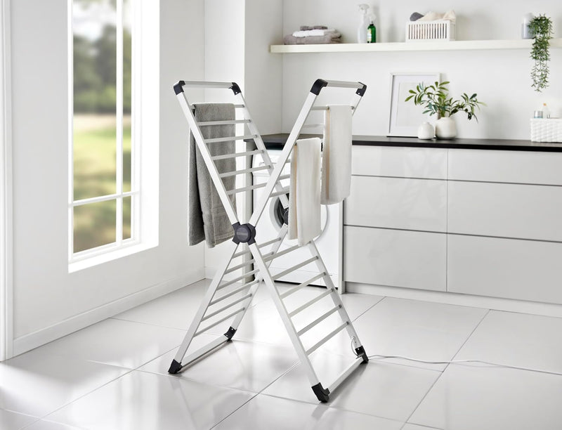 X-Frame Folding Heated Clothes Airer 12.5m Laundry Drying