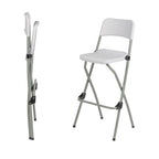 Folding High Stools Steel Frame Plastic Seat (2 Pack)