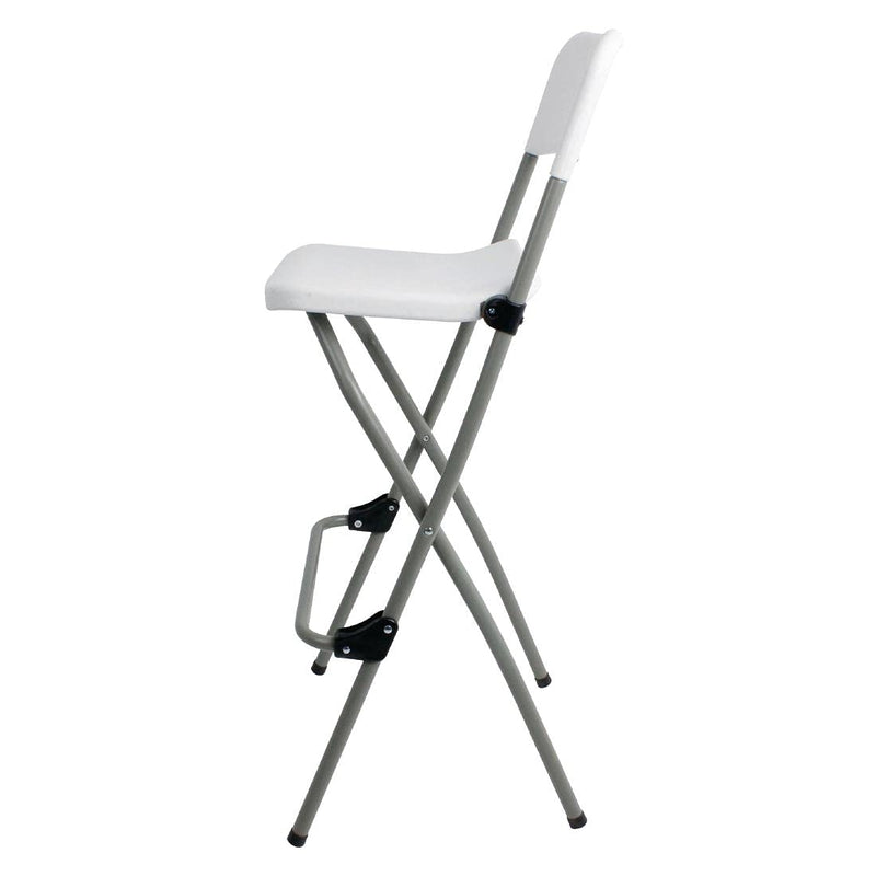 Folding High Stools Steel Frame Plastic Seat (2 Pack)