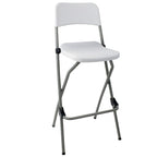 Folding High Stools Steel Frame Plastic Seat (2 Pack)