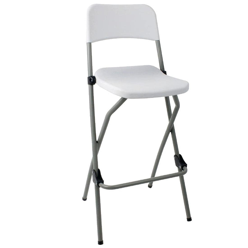 Folding High Stools Steel Frame Plastic Seat (2 Pack)