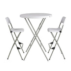 Folding High Stools Steel Frame Plastic Seat (2 Pack)