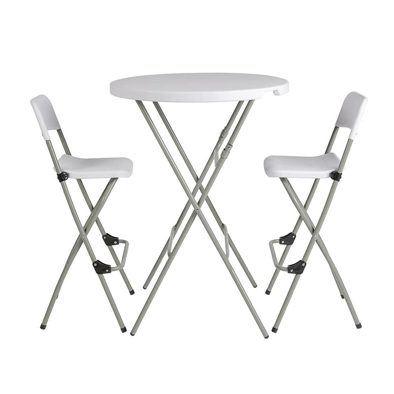 Folding High Stools Steel Frame Plastic Seat (2 Pack)