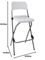 Folding High Stools Steel Frame Plastic Seat (2 Pack)