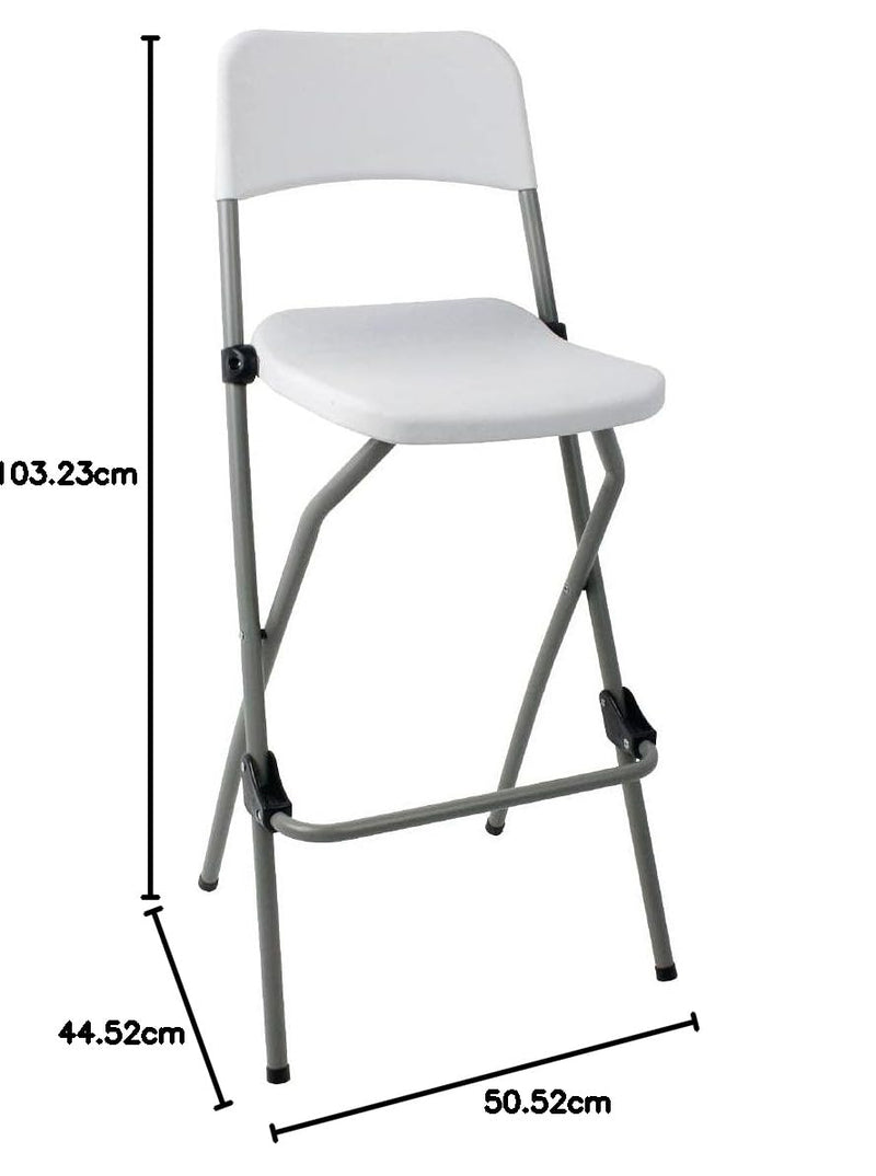 Folding High Stools Steel Frame Plastic Seat (2 Pack)