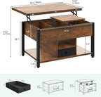 Folding Lift Top Coffee Table with Drawer 4-In-1