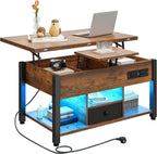 Folding Lift Top Coffee Table with Drawer 4-In-1