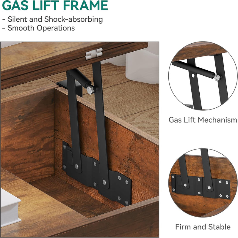 Folding Lift Top Coffee Table with Drawer 4-In-1