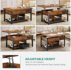 Folding Lift Top Coffee Table with Drawer 4-In-1