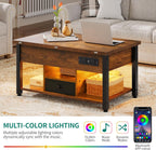 Folding Lift Top Coffee Table with Drawer 4-In-1