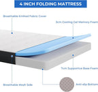 Folding Mattress 10CM Gel Memory Foam Foldable Tri-Fold