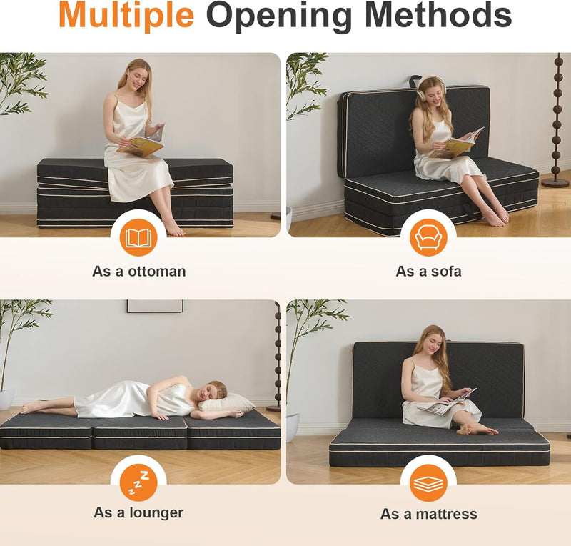 Folding Mattress Tri Fold Memory Foam with 3-Layer