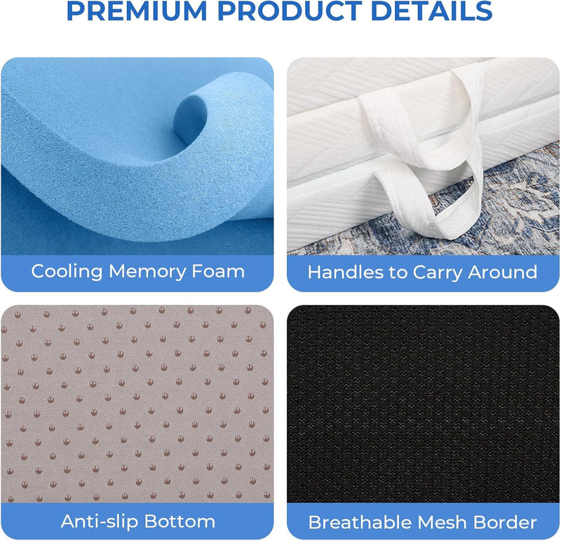 Folding Mattress 15CM Memory Foam Foldable Washable Cover