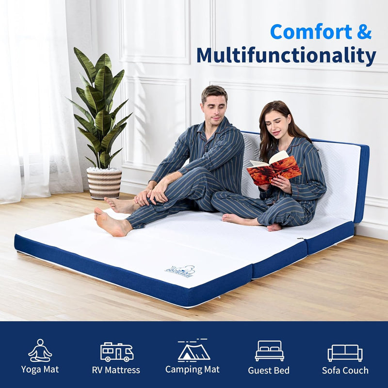 Folding Mattress 4-Fold Easy Storage 135x190x15CM