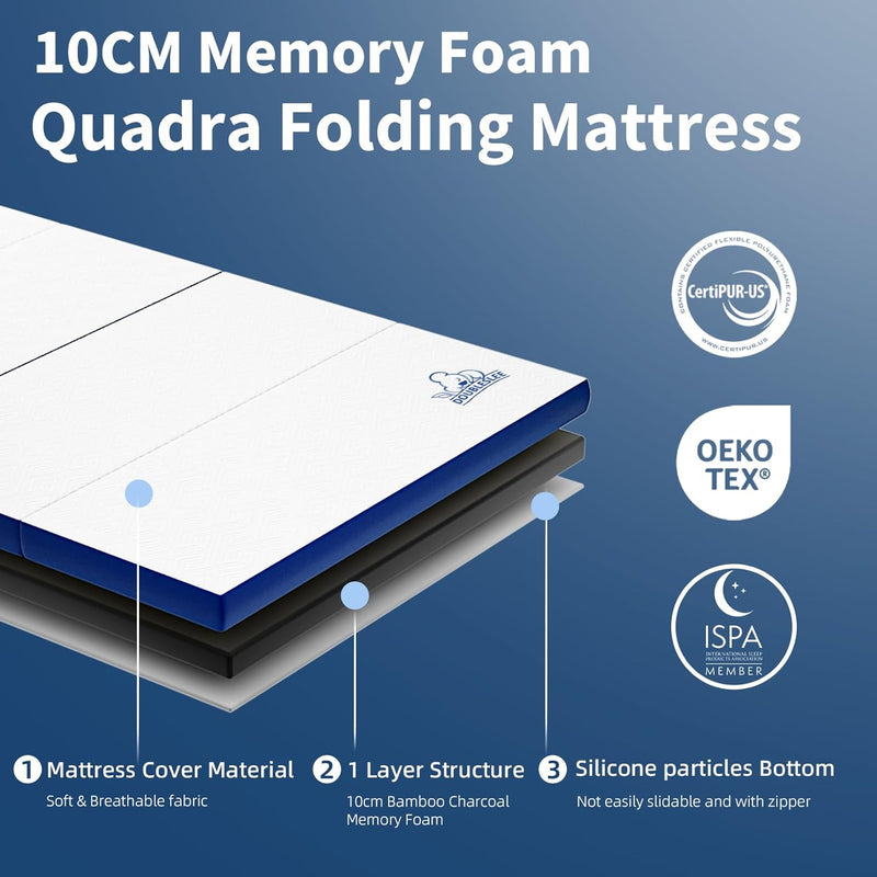 Folding Mattress 4-Fold Easy Storage 135x190x15CM