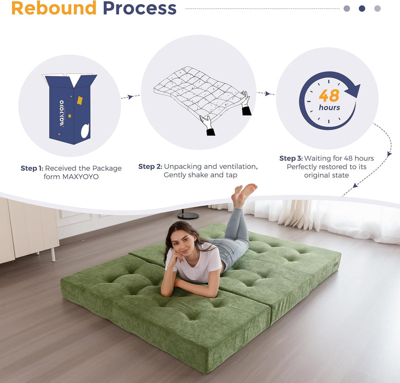 Folding Mattress Chenille Fabric 15CM Sofa Bed