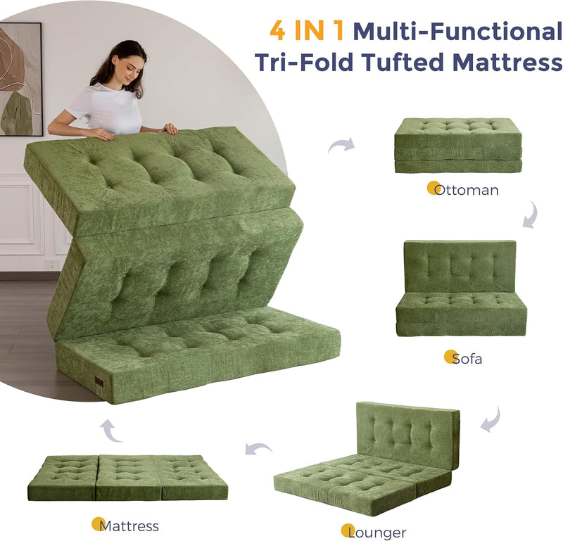 Folding Mattress Chenille Fabric 15CM Sofa Bed