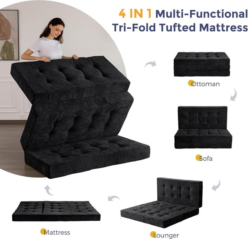 Folding Mattress Chenille Fabric 15CM Sofa Bed