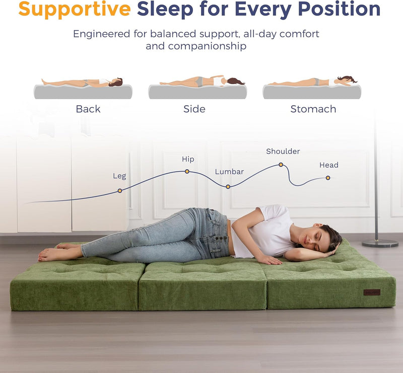 Folding Mattress Chenille Fabric 15CM Sofa Bed