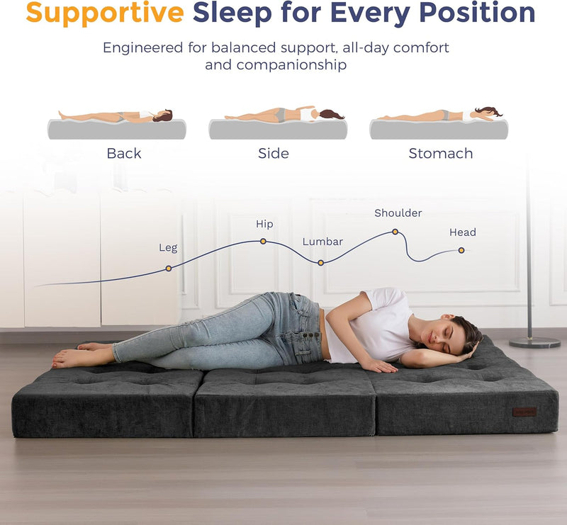Folding Mattress Chenille Fabric 15CM Sofa Bed