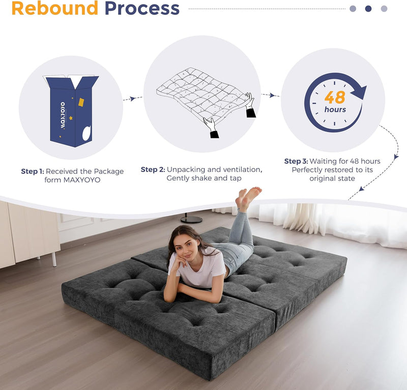 Folding Mattress Chenille Fabric 15CM Sofa Bed