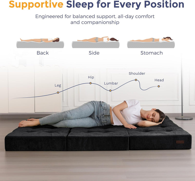Folding Mattress Chenille Fabric 15CM Sofa Bed