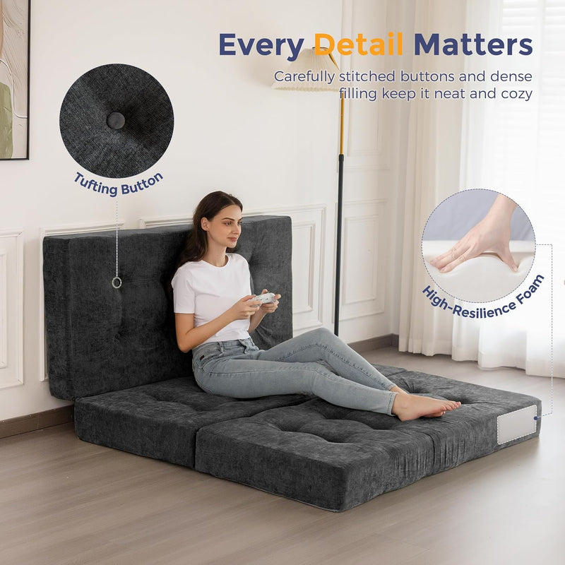 Folding Mattress Chenille Fabric 15CM Sofa Bed