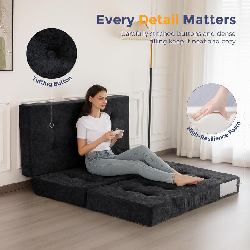 Folding Mattress Chenille Fabric 15CM Sofa Bed