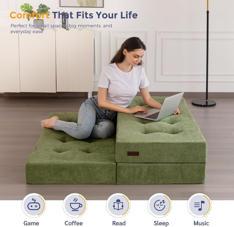 Folding Mattress Chenille Fabric 15CM Sofa Bed