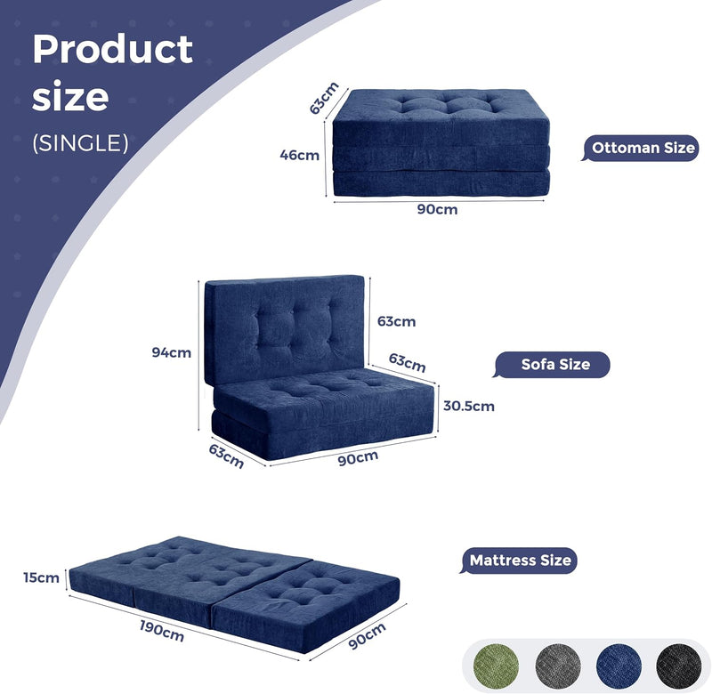 Folding Mattress Chenille Fabric Sofa Bed