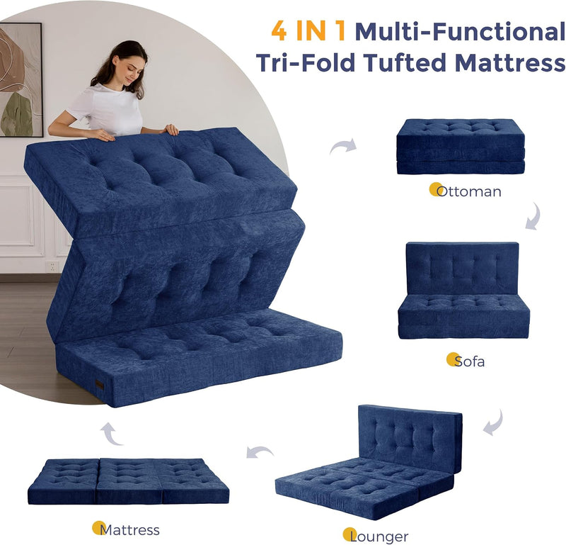 Folding Mattress Chenille Fabric Sofa Bed