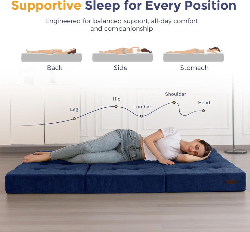 Folding Mattress Chenille Fabric Sofa Bed