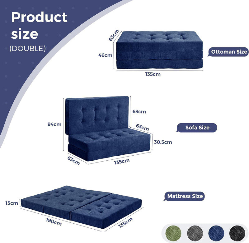 Folding Mattress Chenille Fabric Sofa Bed