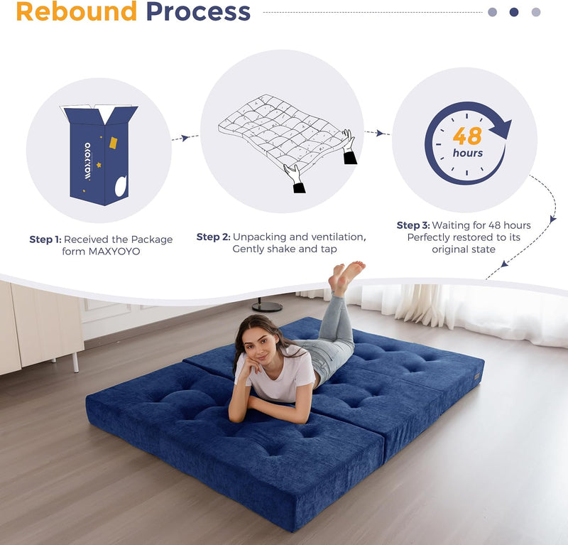 Folding Mattress Chenille Fabric Sofa Bed