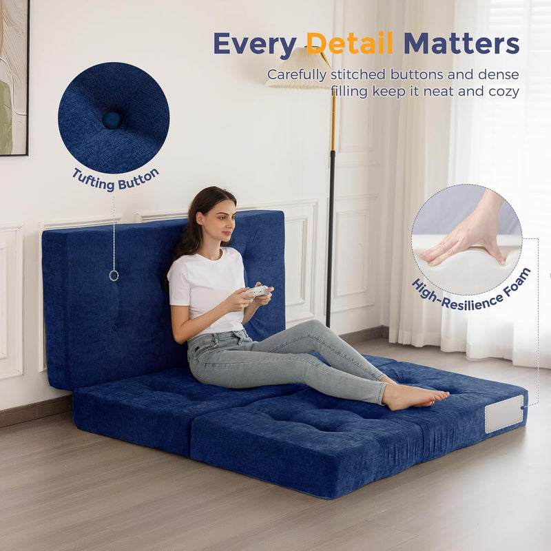 Folding Mattress Chenille Fabric Sofa Bed