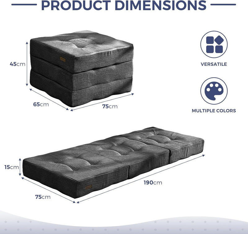 Folding Mattress Comfy Corduroy Foldable with 15CM Thicken