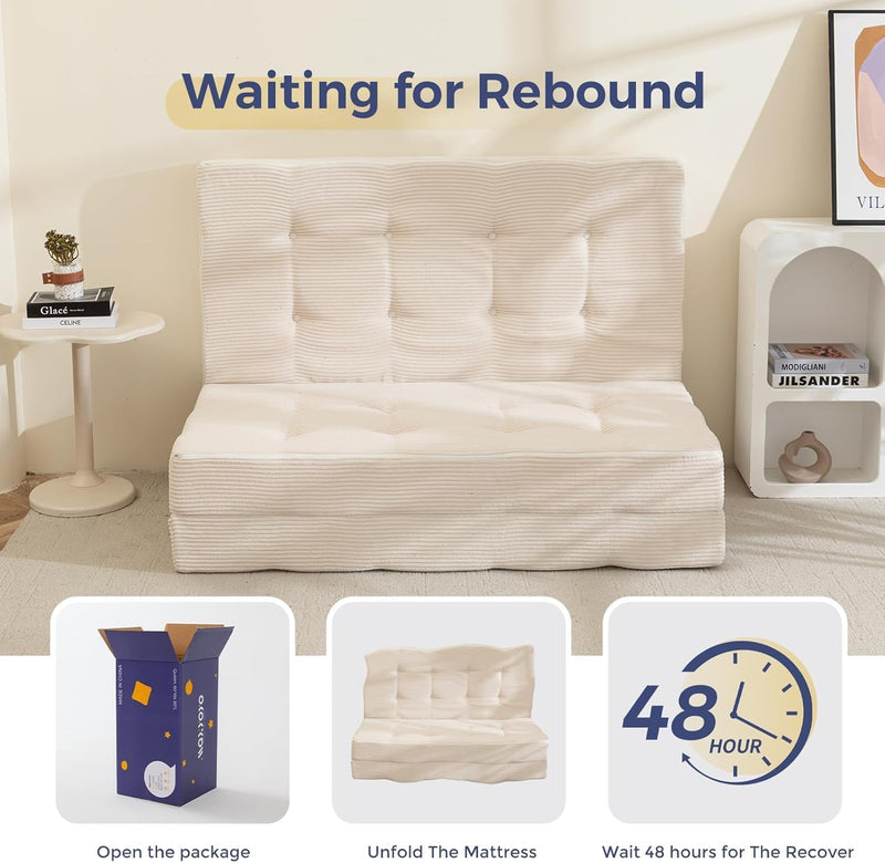 Folding Mattress Comfy Corduroy Foldable with Thicken