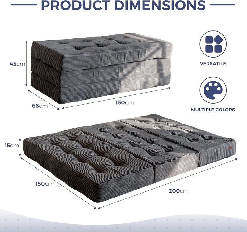 Folding Mattress Comfy Corduroy Foldable with Thicken