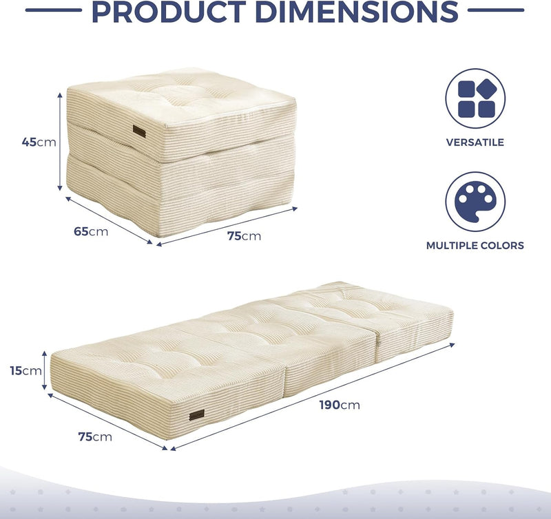 Folding Mattress Comfy Corduroy Foldable with Thicken