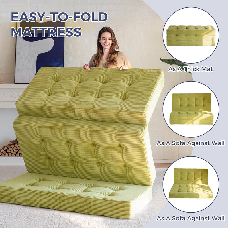 Folding Mattress Comfy Corduroy Foldable with Thicken