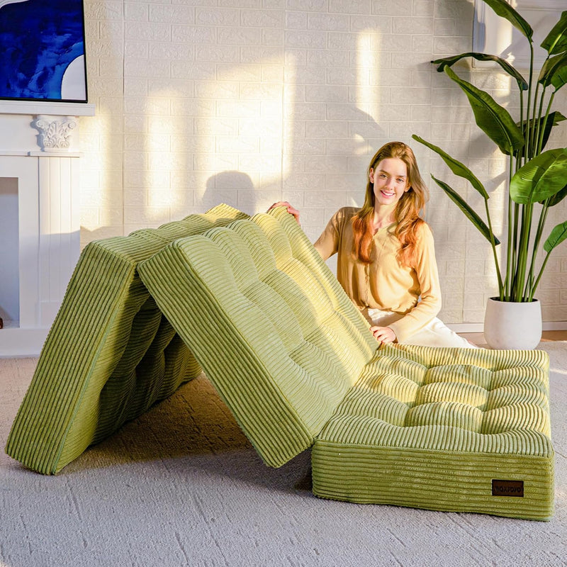 Folding Mattress Comfy Corduroy Foldable with Thicken