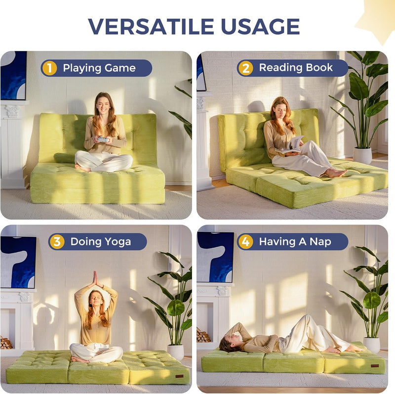 Folding Mattress Comfy Corduroy Foldable with Thicken