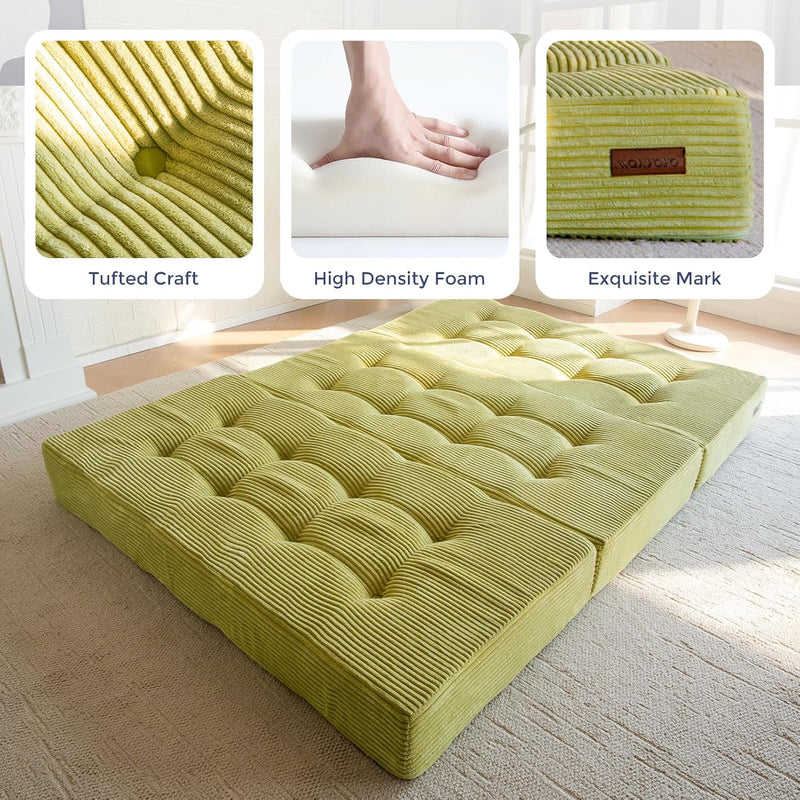 Folding Mattress Comfy Corduroy Foldable with Thicken