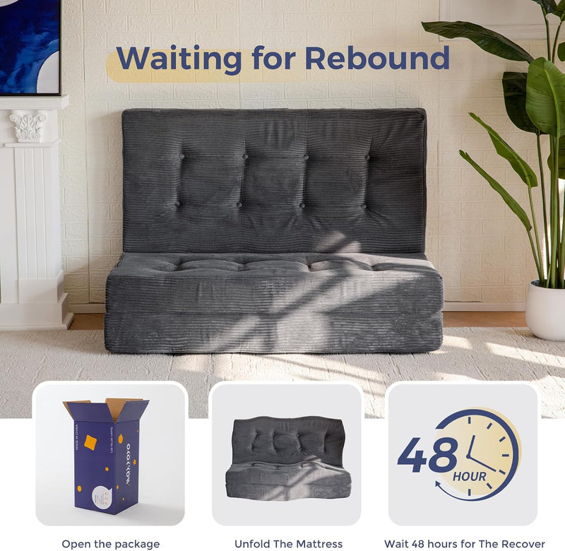Folding Mattress Comfy Corduroy Foldable with Thicken