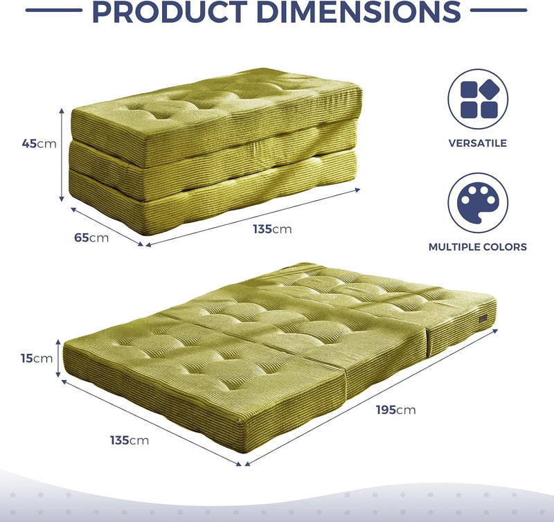 Folding Mattress Comfy Corduroy Foldable with Thicken